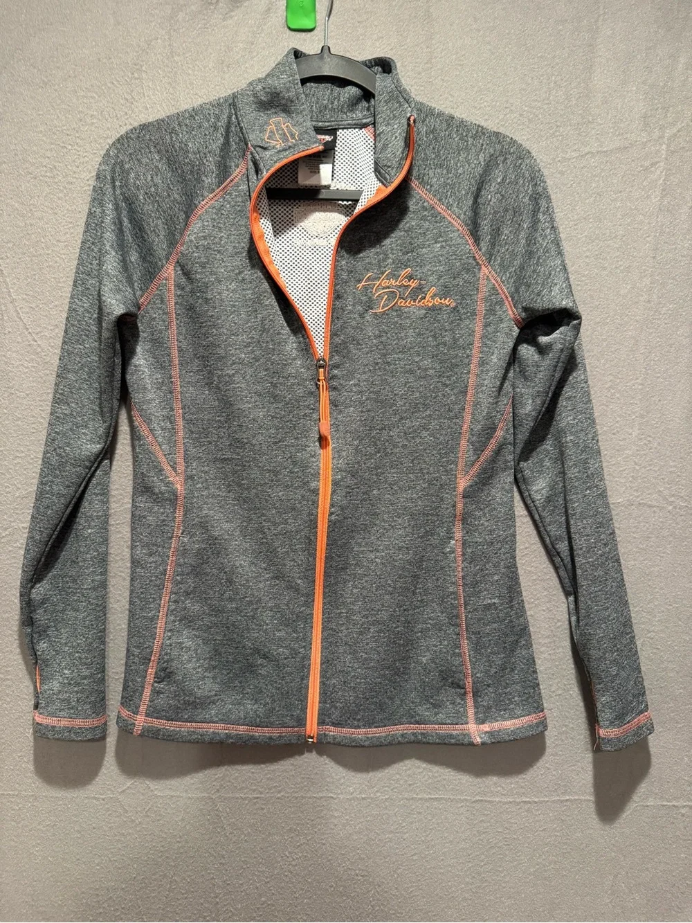 Harley-Davidson Gray Full-Zip Jacket with Orange Trim